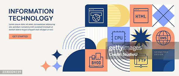 modern geometric information technology illustration - network connection background stock illustrations