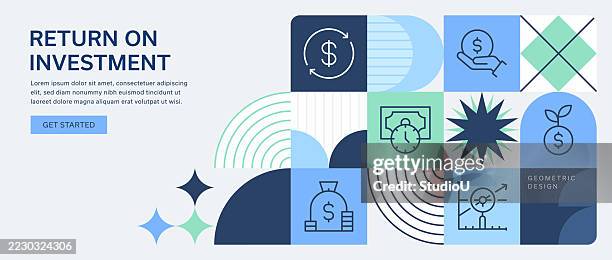 return on investment illustration with financial icons - financial planning stock illustrations
