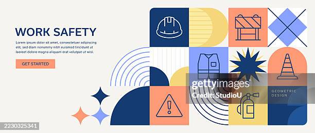 modern geometric work safety illustration - occupational safety and health stock illustrations