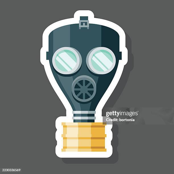 gas mask sticker icon - gas mask stock illustrations
