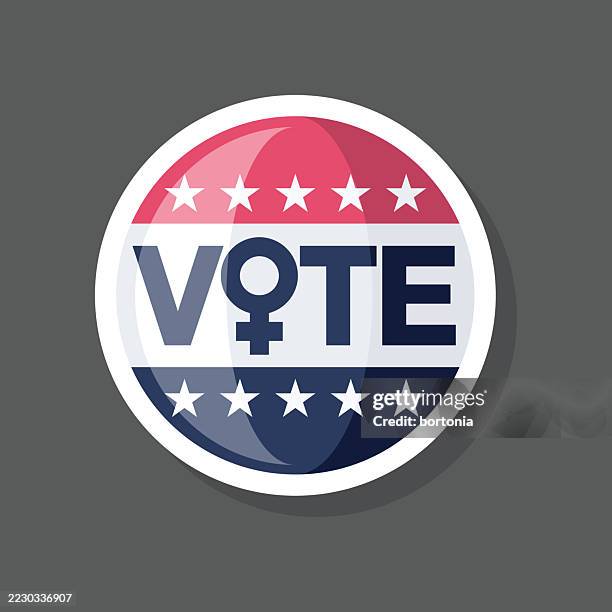 women's vote sticker icon - voting sticker stock illustrations