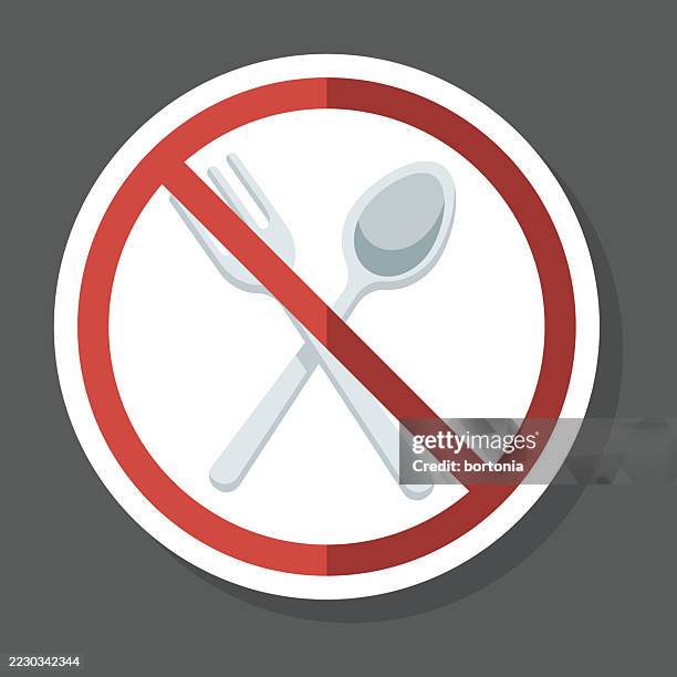 plastic cutlery ban sticker icon - plastic fork stock illustrations