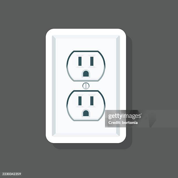 power outlet sticker icon - electrical outlet stock illustrations