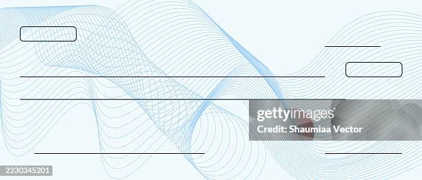 blue wave line with guilloche pattern. vector background. design for certificate, gift voucher, ticket, check, money, and banknote. - bond certificate stock illustrations