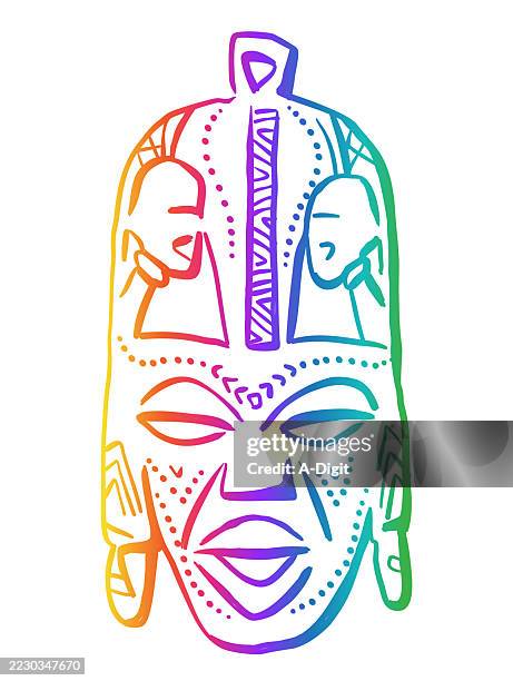 wood mask south africa rainbow - earlobe stock illustrations