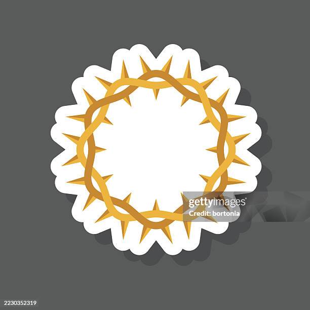 ilustrações de stock, clip art, desenhos animados e ícones de crown of thorns sticker icon - coroa de espinhos