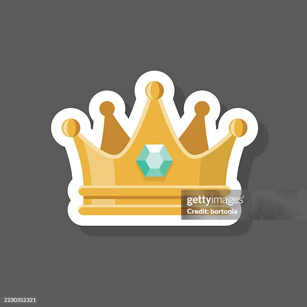 ilustrações de stock, clip art, desenhos animados e ícones de crown sticker icon - coroa enfeites para a cabeça