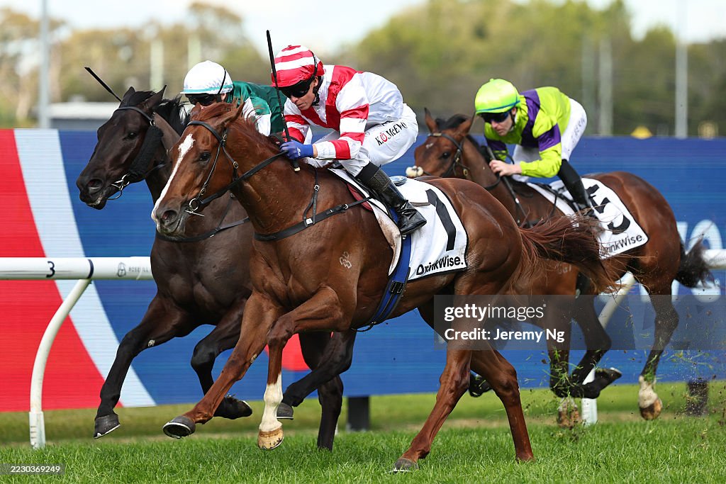 Kerrin Point Kerrin McEvoy riding Skyhook win Race 5 Drinkwise Rosebud during ...