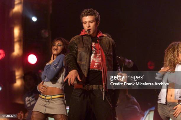 Sync with dancer Jenna Dewan performing at the 44th Annual Grammy Awards at the Staples Center in Los Angeles, CA. 2/27/2002