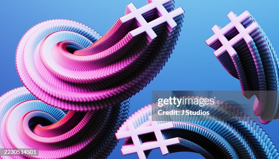 Hashtag Triangular Layered Spiral Of Hashtag Symbols In Blue And Purple Tones With Copy ...