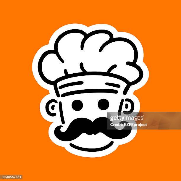 hand drawn chef icon. happy cooking doodle. simple chef with hat clipart. culinary and restaurant symbol - chef logo stock illustrations