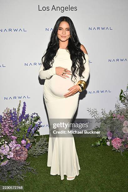 Vanessa Hudgens at the "At Home with Narwal" Summer Soiree on August 21, 2025 in West Hollywood, California.