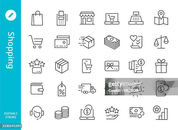 shopping icons - line series - ecommerce stock illustrations