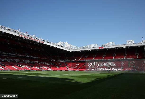 General view of the Sir Alex Ferguson stand inside the stadium prior to the Premier League match between Manchester United and Arsenal at Old...