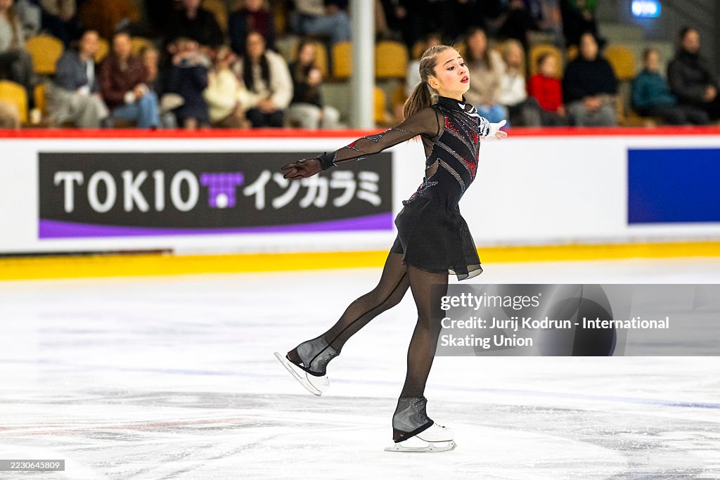 Ice Rink Riga Elina Goidina of Estonia performs during the ISU Junior Grand Prix of ...
