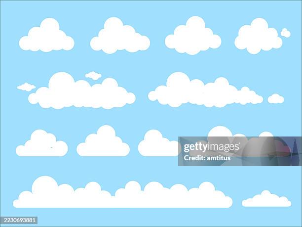 clouds set - cloudscape stock illustrations