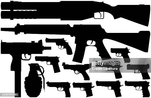 waffen-silhouetten - waffe stock-grafiken, -clipart, -cartoons und -symbole