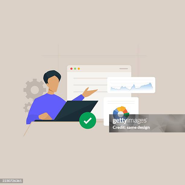 data management and analytics - data analytics people stock illustrations