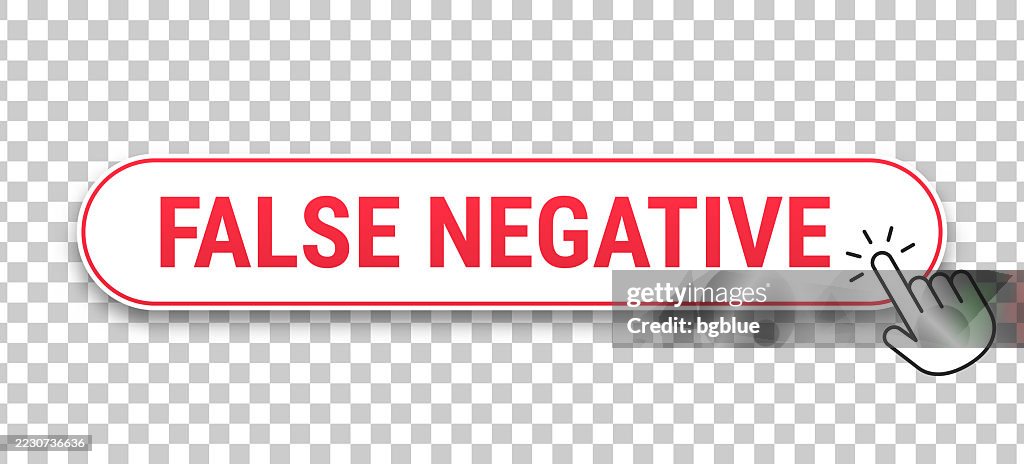 False Negative 3d Click Web Button With Hand Cursor On Blank Background ...