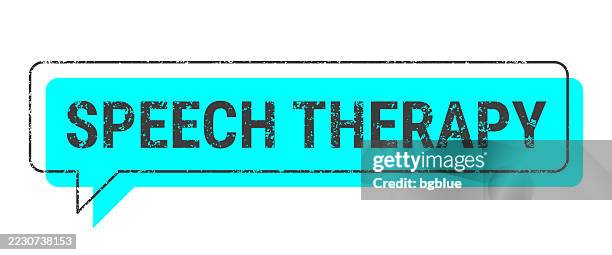 speech therapy - blue grunge speech bubble on blank background - speech language pathologist stock illustrations
