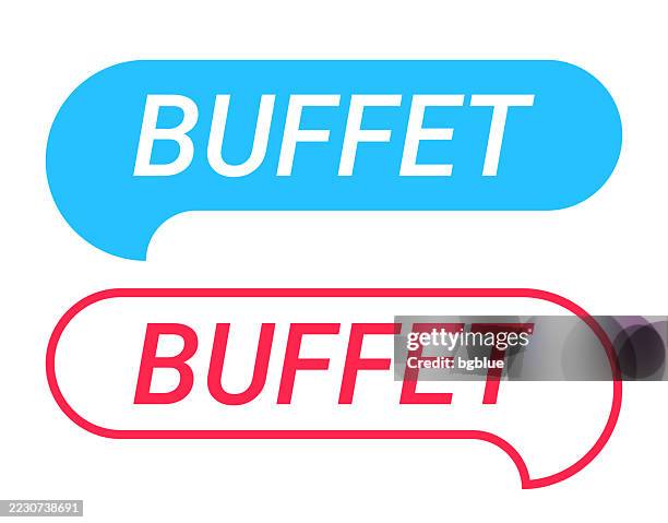 buffet - blue and red speech bubble on white background - buffet stock illustrations