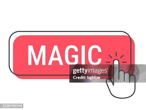 Magic - Click button with hand cursor on white background Magic - Click button with hand cursor on white background