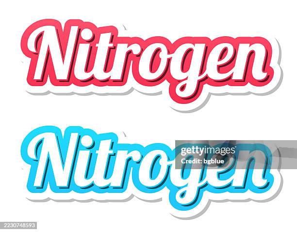 nitrogen - 3d text in red and blue on white background - nitrogen stock illustrations