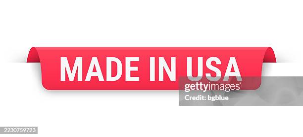 made in usa - red banner, bookmark, ribbon, label on white background - made in usa logo stock illustrations