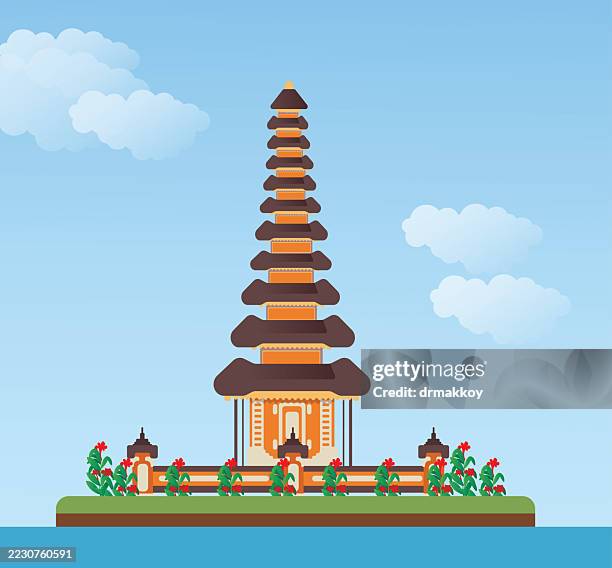 bali water temple - bali stock illustrations