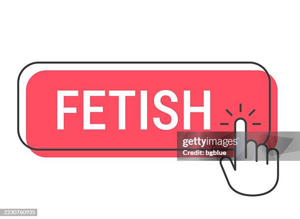 fetish - click button with hand cursor on white background - fetish mask stock illustrations