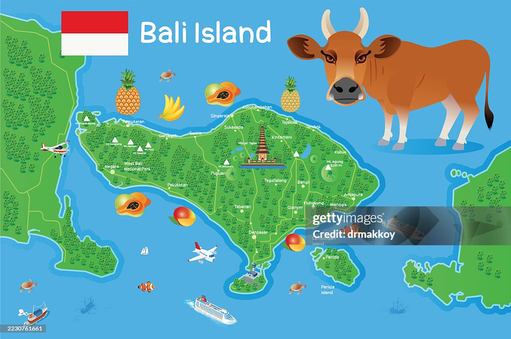 Mapa de Bali com Banteng