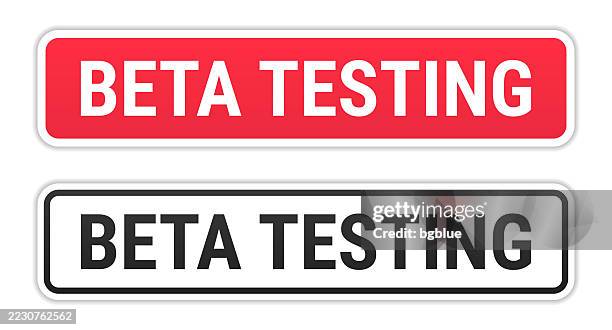 beta testing - red and black labels on white background - beetroot stock illustrations