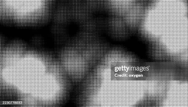 abstract black and white halftone texture. monochrome halftone dots form a gradient abstract pattern with soft blurred circular shapes. - escala de cinzentos imagens e fotografias de stock