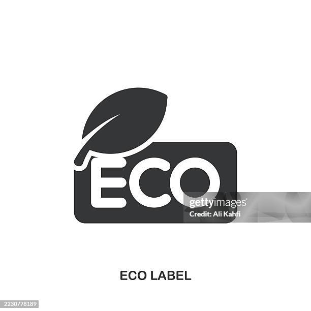 eco label glyph solid icon. solid icon that can be applied anywhere, simple, pixel perfect and modern style. - biodegradable stock illustrations