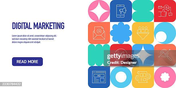 digital marketing related vector illustration. business, analysis, innovation, audience, leadership - small business data stock illustrations