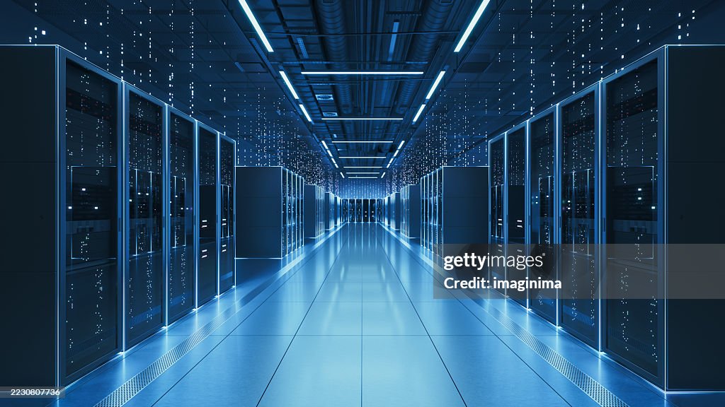 Futuristic AI Data Center Interior