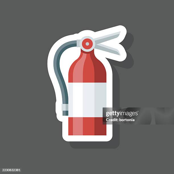 fire extinguisher sticker icon - fireman stock illustrations