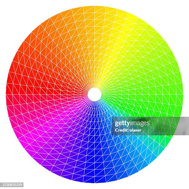 colorful geometric circular gradient pattern, split squares - colour chart wheel stock illustrations