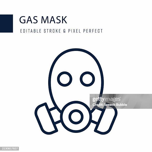 gas mask line icon. editable stroke vector icon. - caution radiation stock illustrations
