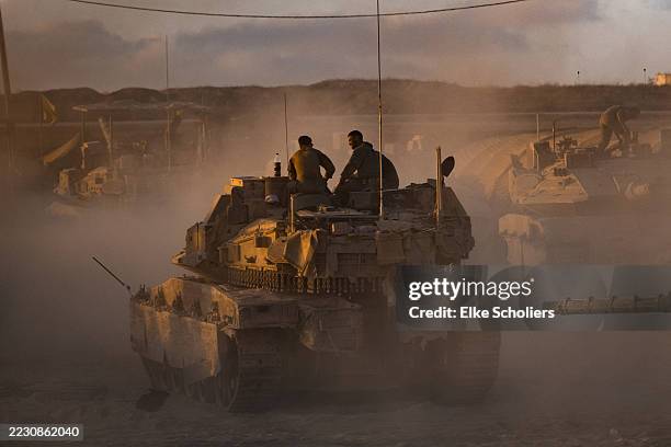 Soldiers prepare tanks on August 18, 2025 near the Gaza Strip's northern borders, Israel. On Monday it was reported that Hamas has agreed to the most...
