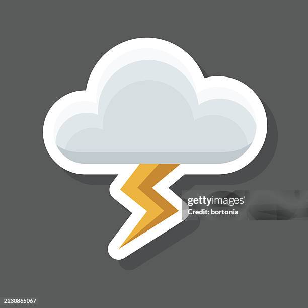 lightning cloud sticker icon - thunder cloud stock illustrations