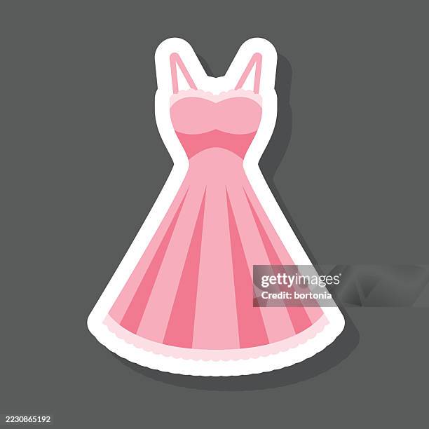 pink dress sticker icon - dress stock illustrations