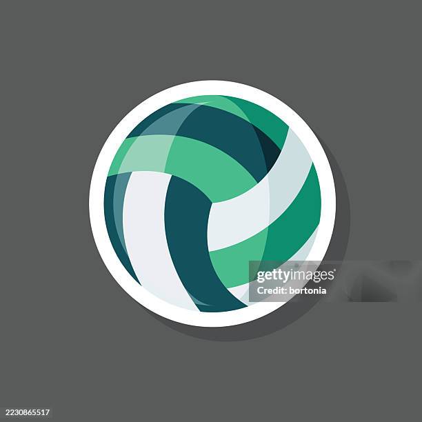 volleyball sticker icon - volleying stock illustrations