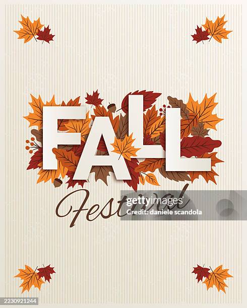 fall festival poster template. - fall stock illustrations