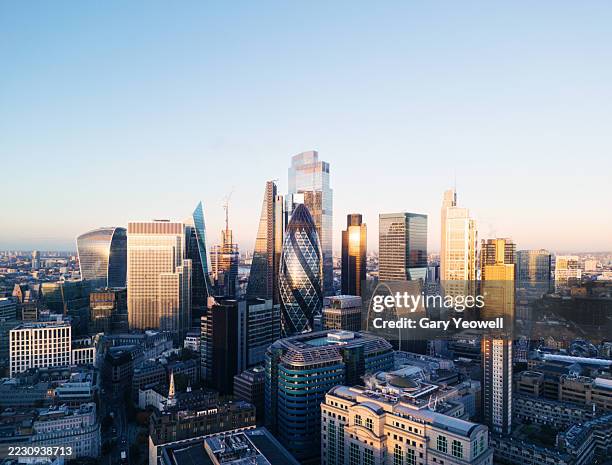 elevated view over city of london at sunset - london stock pictures, royalty-free photos & images