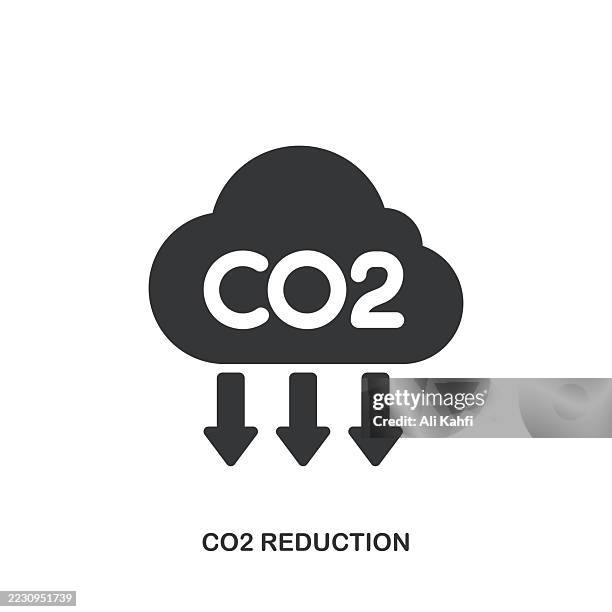 co2 reduction glyph solid icon. solid icon that can be applied anywhere, simple, pixel perfect and modern style. - co2 emissions icon stock illustrations