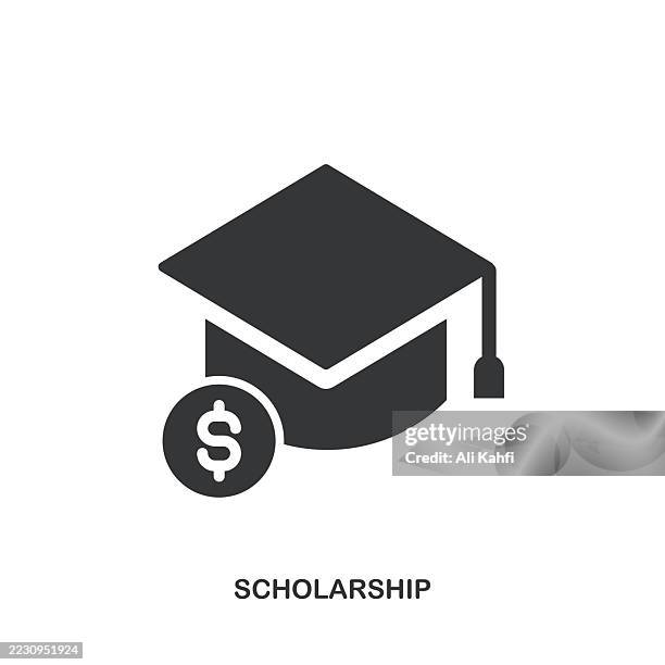 stipendium glyphe solides symbol. solides symbol, das überall angewendet werden kann, einfach, pixelgenau und moderner stil. - studiengebühren stock-grafiken, -clipart, -cartoons und -symbole