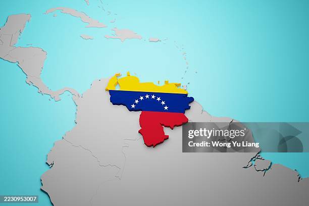 venezuela map with flag - bandera de venezuela fotografías e imágenes de stock