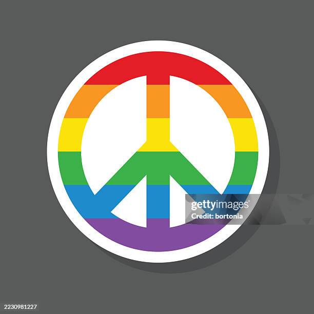 rainbow pride peace sign sticker icon - peace symbol stock illustrations