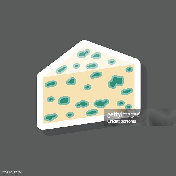 roquefort cheese sticker icon - roquefort cheese stock illustrations